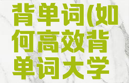 如何高效背单词(如何高效背单词大学论文)