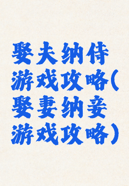 娶夫纳侍游戏攻略(娶妻纳妾游戏攻略)