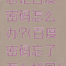 忘记百度密码怎么办?(百度密码忘了怎么找回)