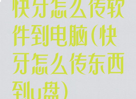 快牙怎么传软件到电脑(快牙怎么传东西到u盘)