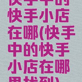 快手中的快手小店在哪(快手中的快手小店在哪里找到)