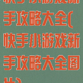 快手小游戏新手攻略大全(快手小游戏新手攻略大全图片)