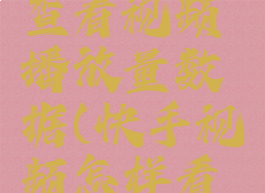 快手怎么查看视频播放量数据(快手视频怎样看播放量)