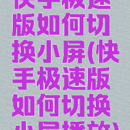 快手极速版如何切换小屏(快手极速版如何切换小屏播放)