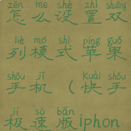 快手极速版怎么设置双列模式苹果手机(快手极速版iphone怎么刷)