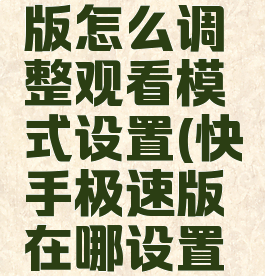 快手极速版怎么调整观看模式设置(快手极速版在哪设置频道)