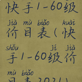 快手1-60级价目表(快手1-60级价目表2021)