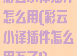 彩云小译插件怎么用(彩云小译插件怎么用不了l)