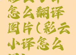 彩云小译怎么翻译图片(彩云小译怎么用)