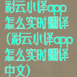 彩云小译app怎么实时翻译(彩云小译app怎么实时翻译中文)