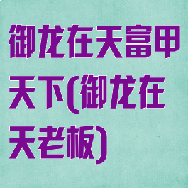 御龙在天富甲天下(御龙在天老板)