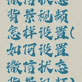 微信状态背景视频怎样设置(如何设置微信状态背景视频)