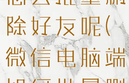 微信电脑版怎么批量删除好友呢(微信电脑端如何批量删除好友)