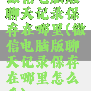 微信电脑版聊天记录保存在哪里(微信电脑版聊天记录保存在哪里怎么看)