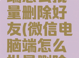 微信电脑端怎么批量删除好友(微信电脑端怎么批量删除好友信息)