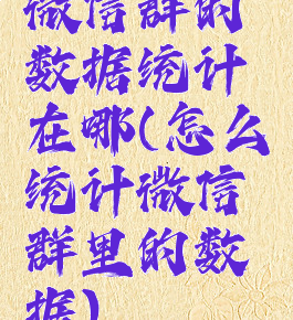微信群的数据统计在哪(怎么统计微信群里的数据)