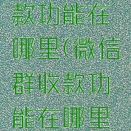 微信群收款功能在哪里(微信群收款功能在哪里打开)