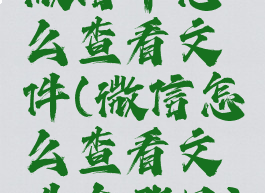 微信中怎么查看文件(微信怎么查看文件在哪里)