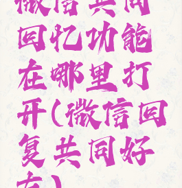 微信共同回忆功能在哪里打开(微信回复共同好友)
