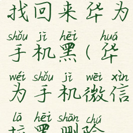 微信删除的好友如何找回来华为手机黑(华为手机微信拉黑删除好友怎么找回)