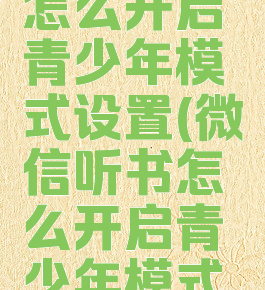 微信听书怎么开启青少年模式设置(微信听书怎么开启青少年模式设置密码)