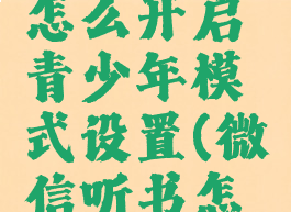 微信听书怎么开启青少年模式设置(微信听书怎么打开)