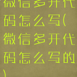 微信多开代码怎么写(微信多开代码怎么写的)