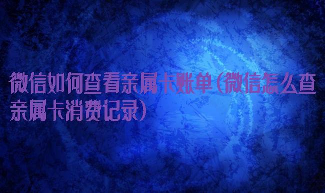 微信如何查看亲属卡账单(微信怎么查亲属卡消费记录)