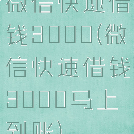 微信快速借钱3000(微信快速借钱3000马上到账)