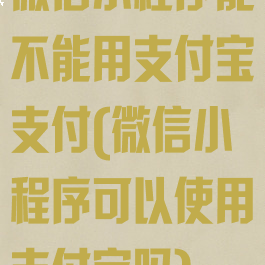 微信小程序能不能用支付宝支付(微信小程序可以使用支付宝吗)