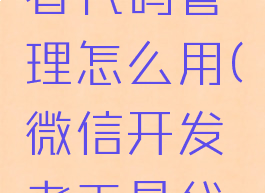 微信开发者代码管理怎么用(微信开发者工具代理)