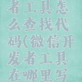 微信开发者工具怎么查找代码(微信开发者工具在哪里写代码)