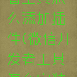 微信开发者工具怎么添加插件(微信开发者工具怎么安装插件)