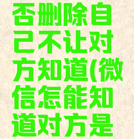 微信怎么看对方是否删除自己不让对方知道(微信怎能知道对方是否删除自己)