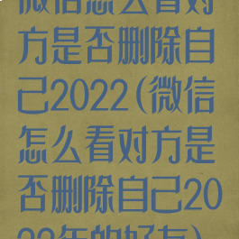 微信怎么看对方是否删除自己2022(微信怎么看对方是否删除自己2022年的好友)