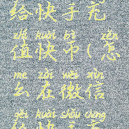 微信怎么给快手充值快币(怎么在微信给快手充值快币)