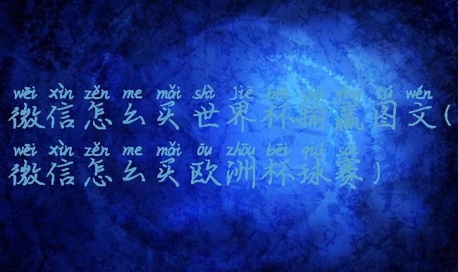 微信怎么买世界杯输赢图文(微信怎么买欧洲杯球赛)