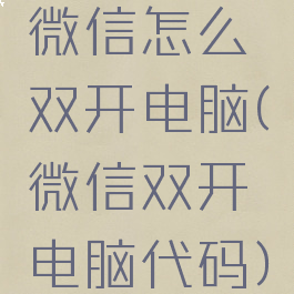 微信怎么双开电脑(微信双开电脑代码)