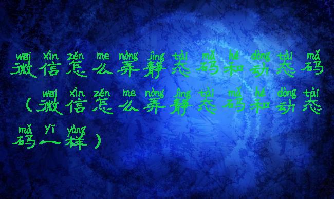 微信怎么弄静态码和动态码(微信怎么弄静态码和动态码一样)