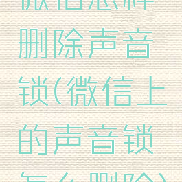 微信怎样删除声音锁(微信上的声音锁怎么删除)