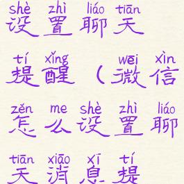 微信怎样设置聊天提醒(微信怎么设置聊天消息提醒)
