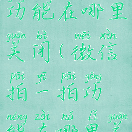 微信拍一拍功能在哪里关闭(微信拍一拍功能在哪里关闭安卓)