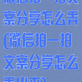 微信拍一拍文案分享怎么弄(微信拍一拍文案分享怎么弄出来)