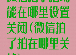 微信拍了拍功能在哪里设置关闭(微信拍了拍在哪里关掉)