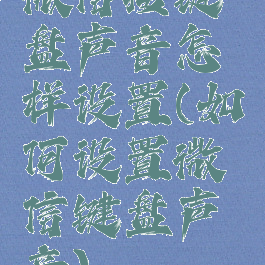 微信按键盘声音怎样设置(如何设置微信键盘声音)