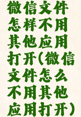微信文件怎样不用其他应用打开(微信文件怎么不用其他应用打开)