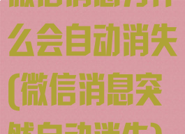 微信消息为什么会自动消失(微信消息突然自动消失)