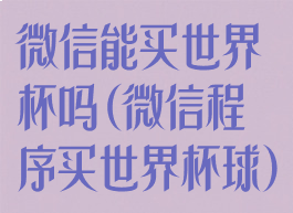 微信能买世界杯吗(微信程序买世界杯球)