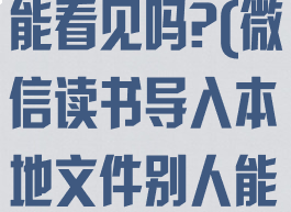 微信读书导入本地文件别人能看见吗?(微信读书导入本地文件别人能看见吗怎么设置)