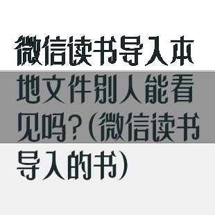 微信读书导入本地文件别人能看见吗?(微信读书导入的书)